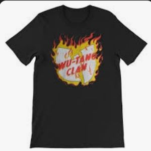 Wu Tang Clan Mens Flaming Logo Tshirt Rap Hip hop Tee Shirt Size Small Black NWT
